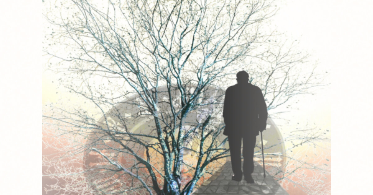 silhouette of man with tree and clock